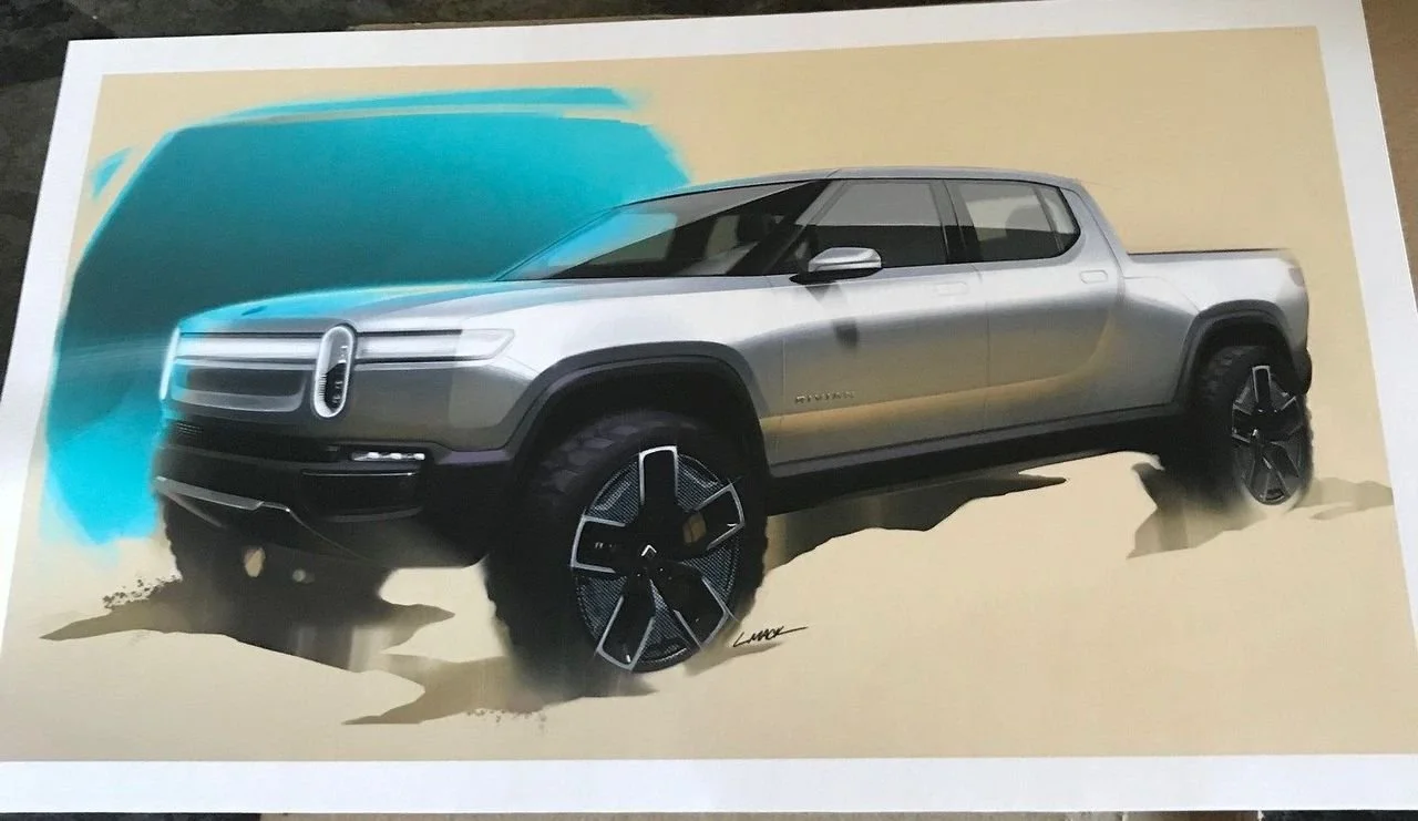 Rivian R1T design sketch print gifted to early customers