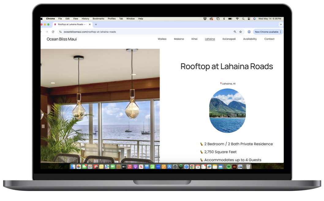 Ocean Bliss Maui website — luxury vacation rental digital presence