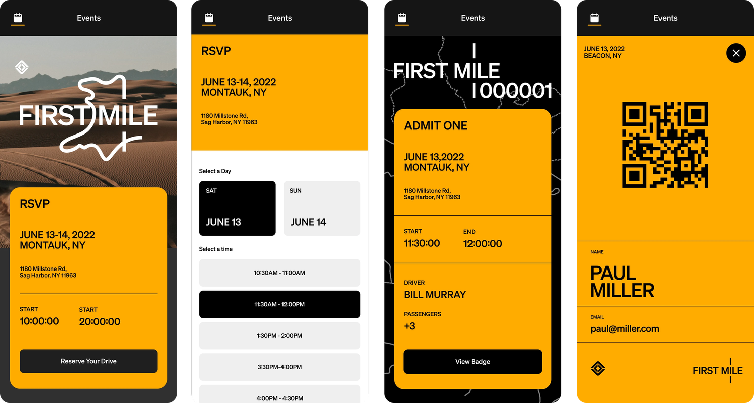 Rivian First Mile event invitations and logistics design