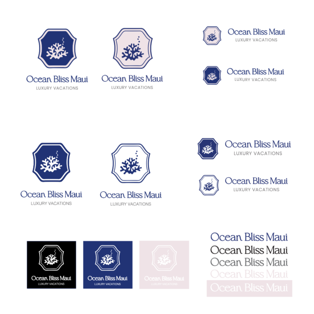 Ocean Bliss Maui logo design — luxury vacation rental brand identity Hawaii