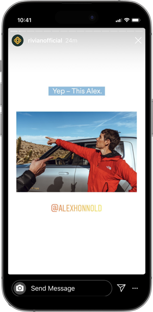 Rivian Instagram story: Yep, this Alex