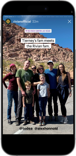 Rivian Instagram story: Tierney's fam meets the Rivian fam